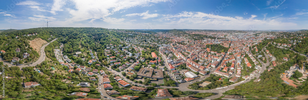 360 Spherical panorama view of Stuttgart suburb near hills in Germany at summer noon 360 Spherical panorama view of Stuttgart suburb near hills in Germany at summer noon