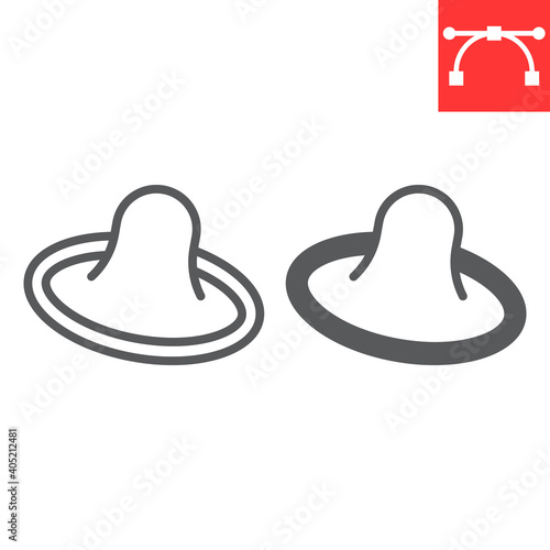 Condom line and glyph icon, hiv and contraception, preservative sign vector graphics, editable stroke linear icon, eps 10.