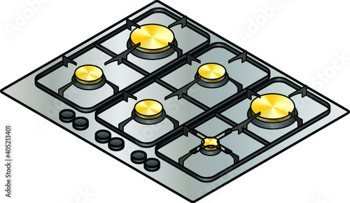 A six burner gas cooktop/stove.