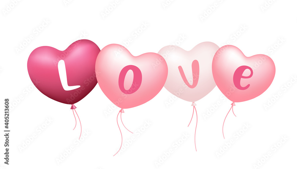 Balloon heart pink colorful, circle space design 