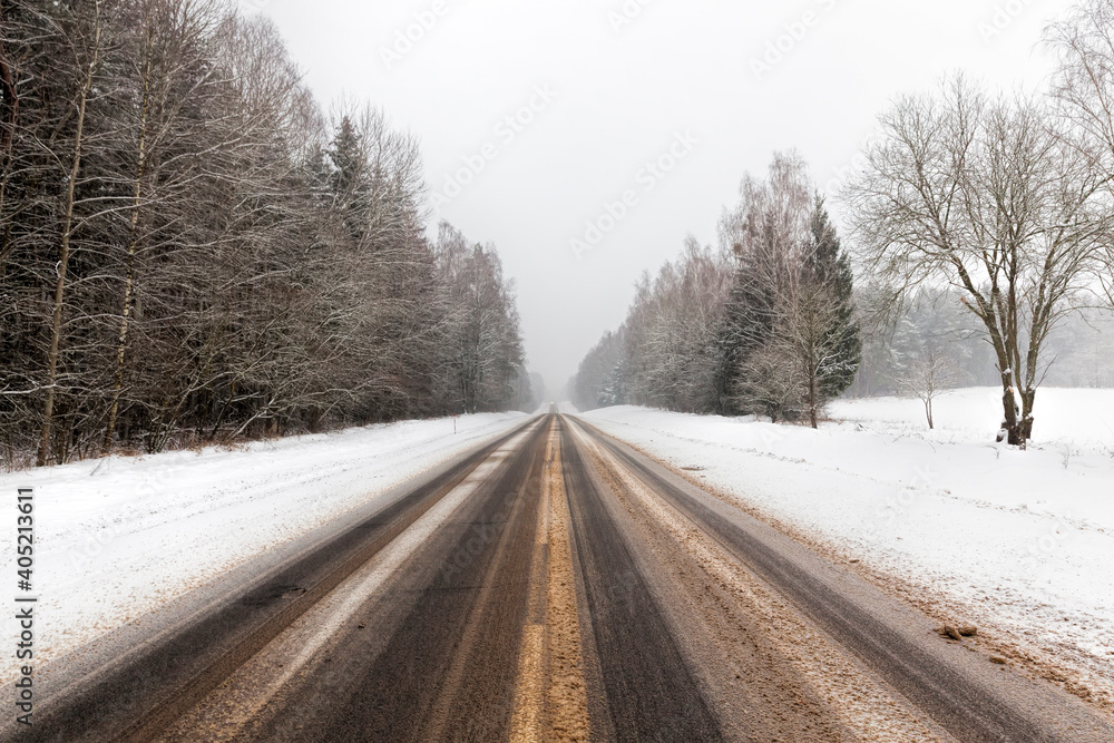 winter paved road winter paved road