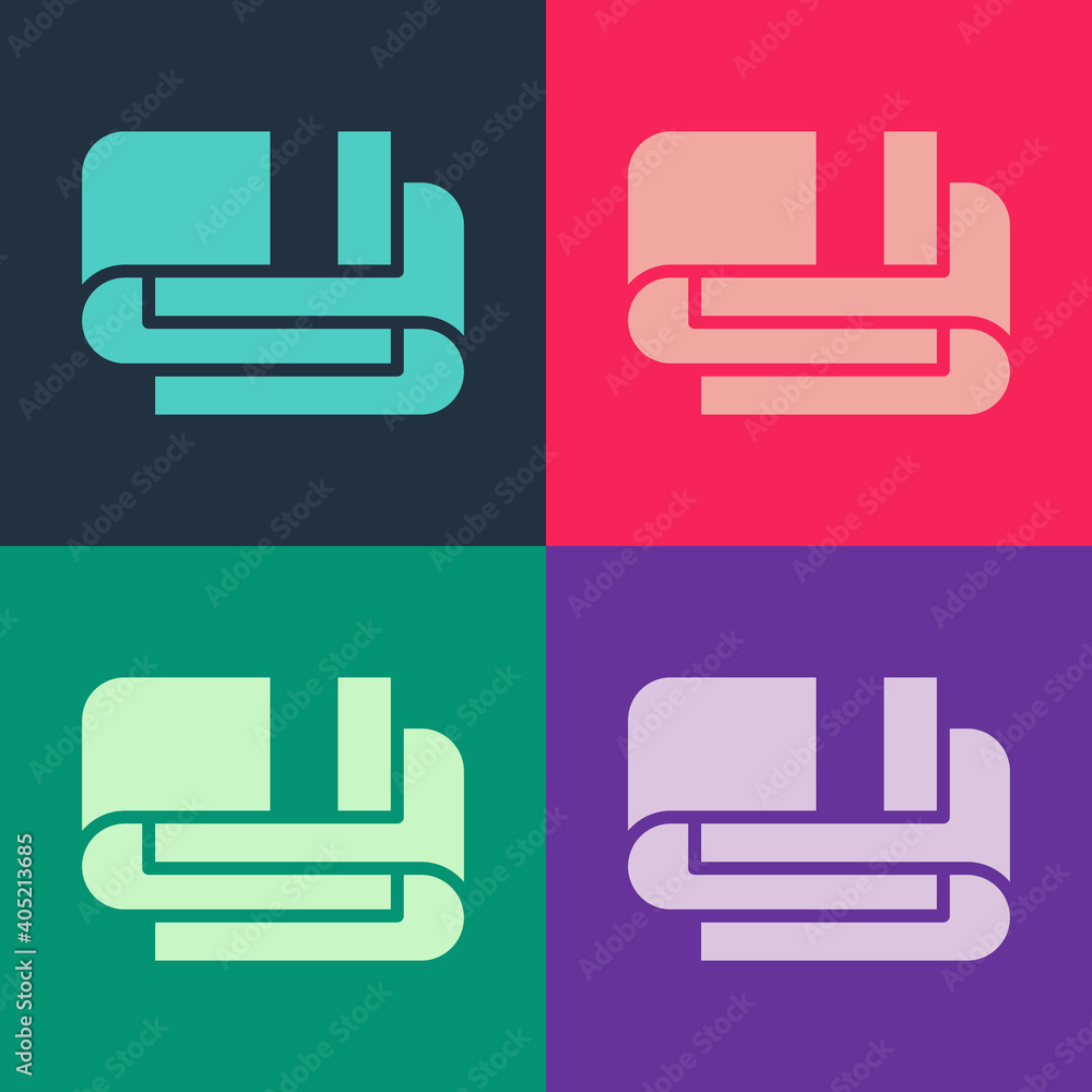 Pop art Towel stack icon isolated on color background. Vector. Pop art Towel stack icon isolated on color background. Vector.