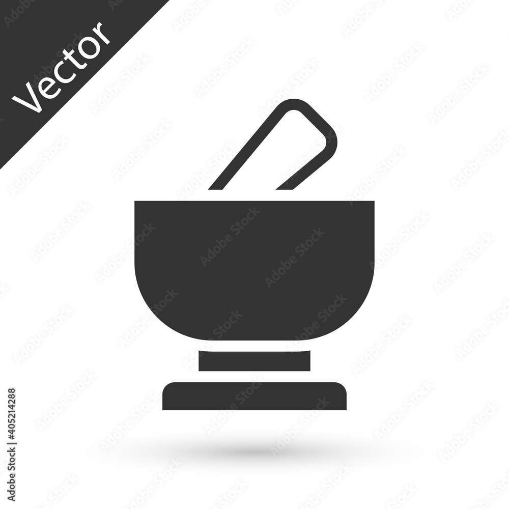 Grey Mortar and pestle icon isolated on white background. Vector. Grey Mortar and pestle icon isolated on white background. Vector.