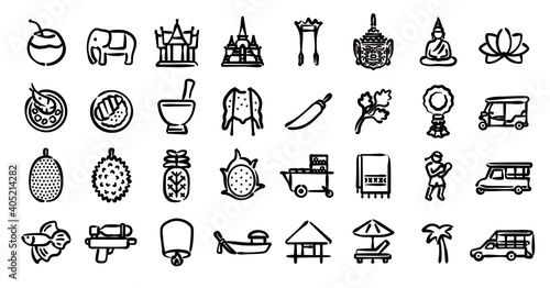 Thailand Icon Set (Hand-drawn line version)