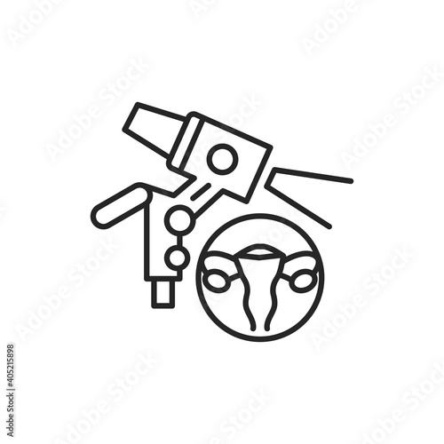 Colposcopy line black icon. Female reproductive system checkup. Sign for web page, mobile app, button, logo.