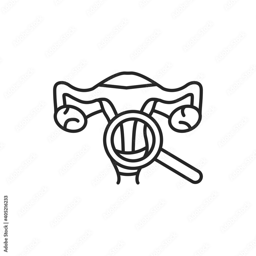 Female reproductive system medical checkup line black icon. Sign for web page, mobile app, button, logo Female reproductive system medical checkup line black icon. Sign for web page, mobile app, button, logo