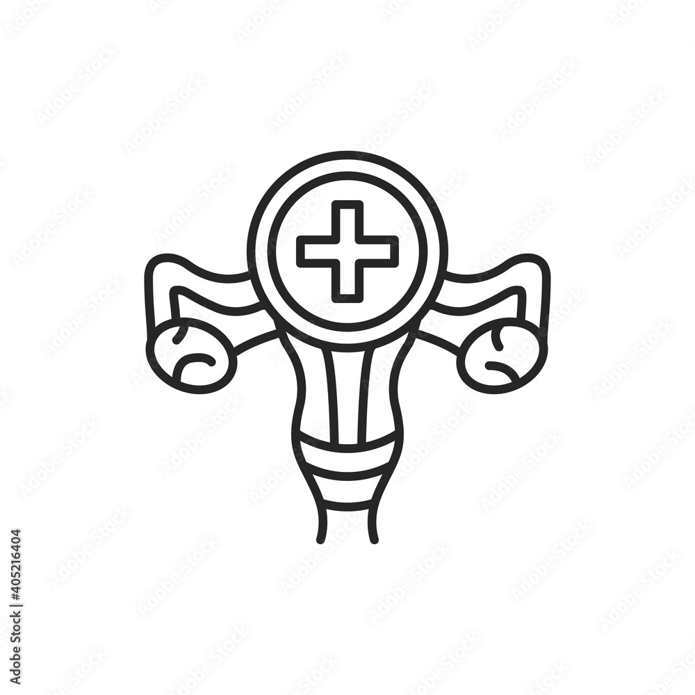 Female reproductive system medical treatment line black icon. Sign for web page, mobile app, button, logo Female reproductive system medical treatment line black icon. Sign for web page, mobile app, button, logo