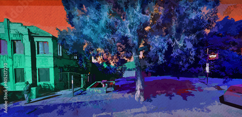 Photography A colourful image of Gilbert Barry Reserve with a block of units beside it