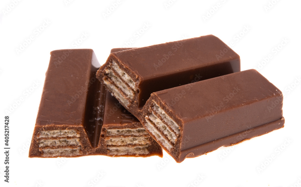 chocolate candy with crispy waffles isolated chocolate candy with crispy waffles isolated