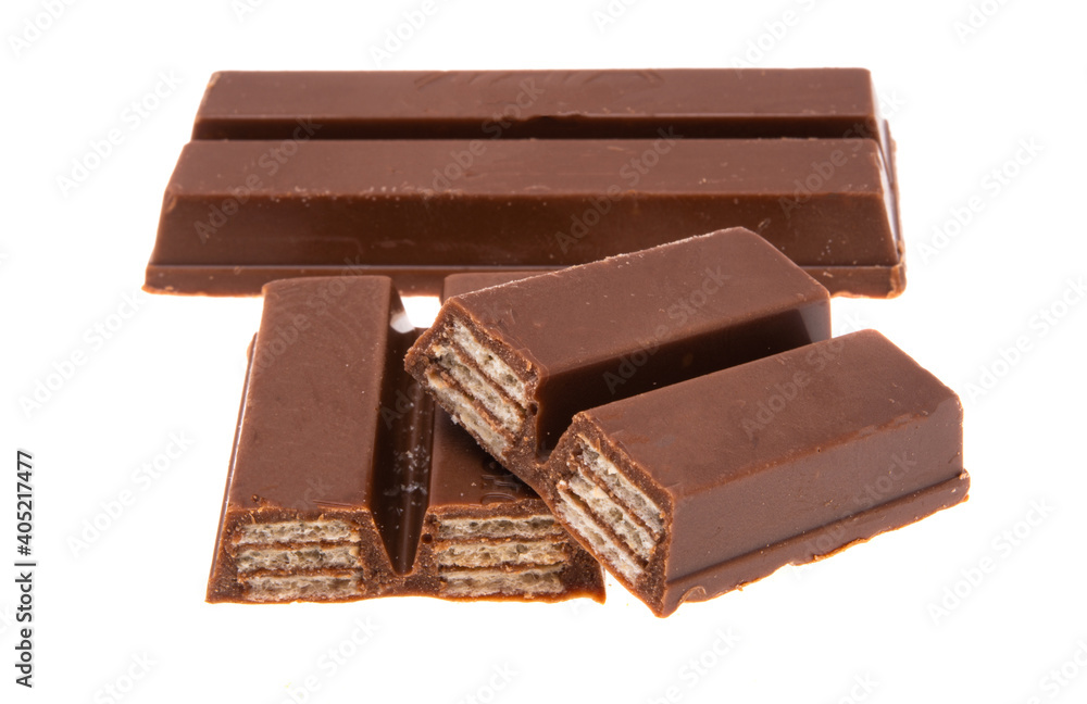 chocolate candy with crispy waffles isolated chocolate candy with crispy waffles isolated
