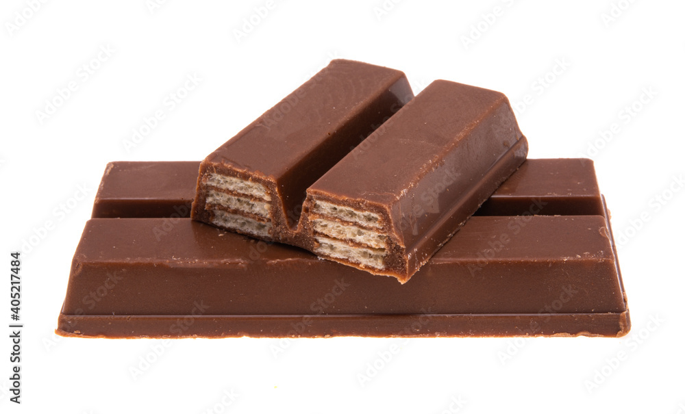 chocolate candy with crispy waffles isolated