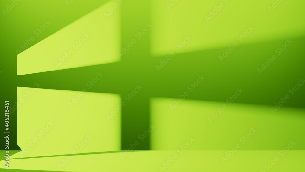 3d illustration of green scene with light