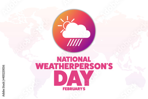 National Weatherperson’s Day. February 5. Holiday concept. Template for background, banner, card, poster with text inscription. Vector EPS10 illustration.