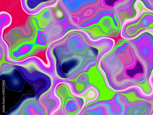 Pink green phosphorescent glass design, fluid abstract background with circles