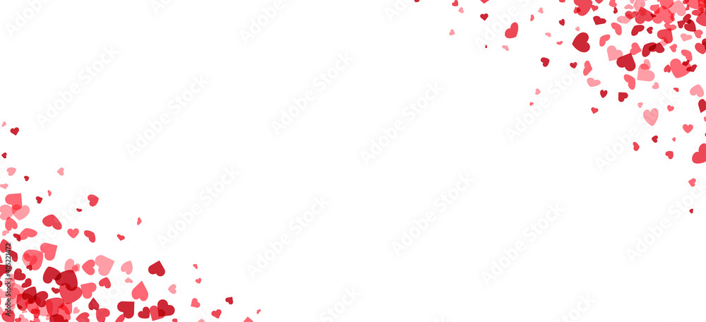 Red hearts confetti frame on white background. Red hearts confetti frame on white background.