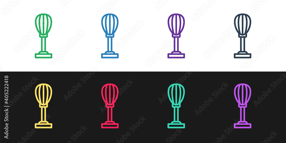 Set line Punching bag icon isolated on black and white background. Vector. Set line Punching bag icon isolated on black and white background. Vector.