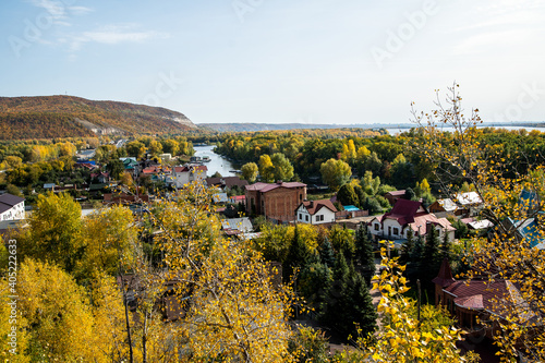 autumn city landscape from a height
