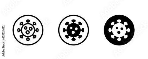 Corona Virus icon set. Coronavirus. virus of illness in Humans  from the common cold to SARS. 2019-nCoV common human virus or bacteria microbe  bacterium covid 19 sign vector editable stroke and flat 