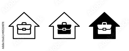 Briefcase on house icon, Remote Work from home, Working Home-Office, freelance vector icons Freedom Lifestyle remotely  icons button,vector, sign, symbol, logo, illustration, editable stroke and flat
