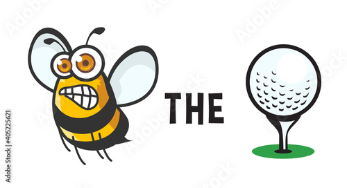 Bee the ball logo design, Natural Bee Honey Character with golf ball 