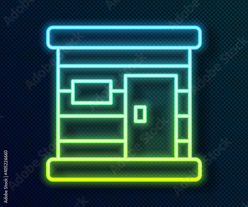Glowing neon line Sauna wooden bathhouse icon isolated on black background. Heat spa relaxation therapy bath and hot steam healthcare, relax therapy. Vector.