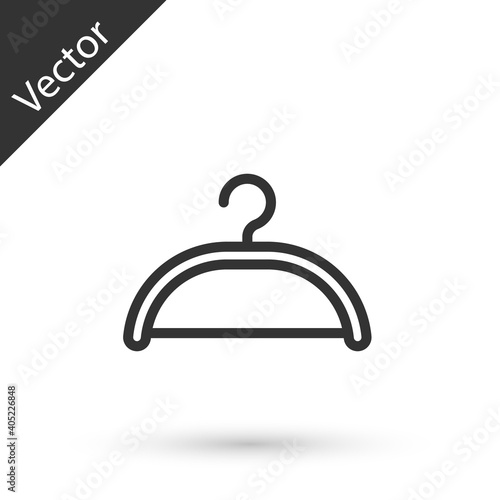 Grey line Hanger wardrobe icon isolated on white background. Cloakroom icon. Clothes service symbol. Laundry hanger sign. Vector.
