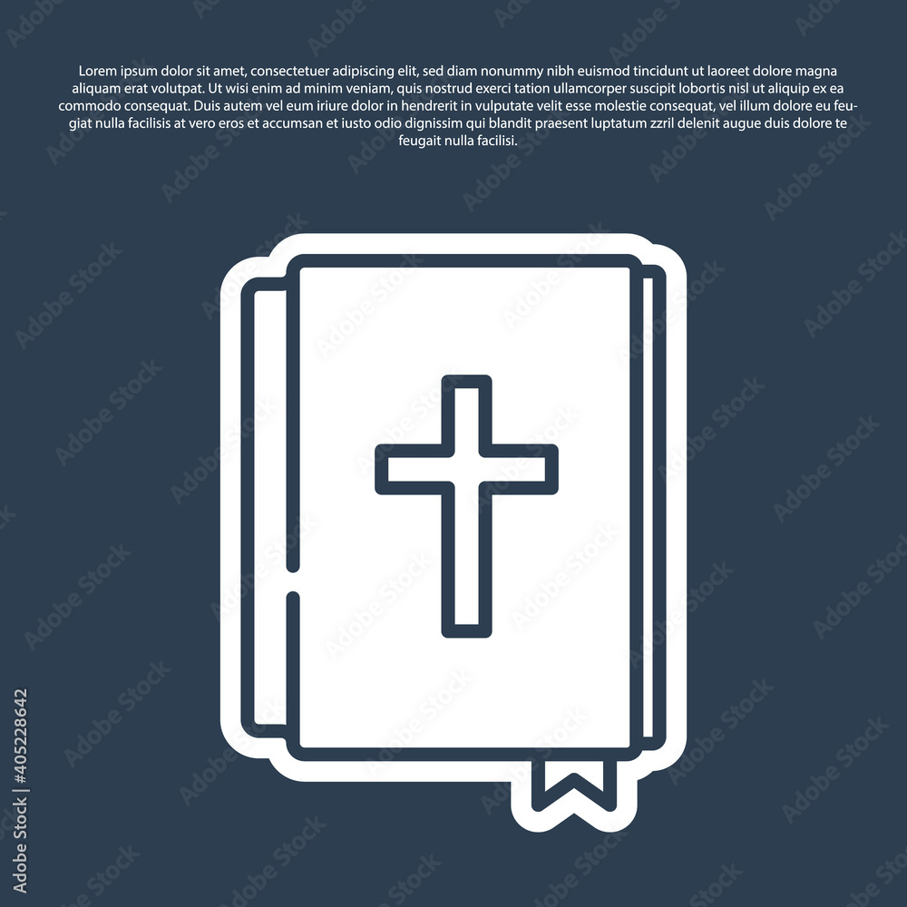 Blue line Holy bible book icon isolated on blue background. Vector. Blue line Holy bible book icon isolated on blue background. Vector.