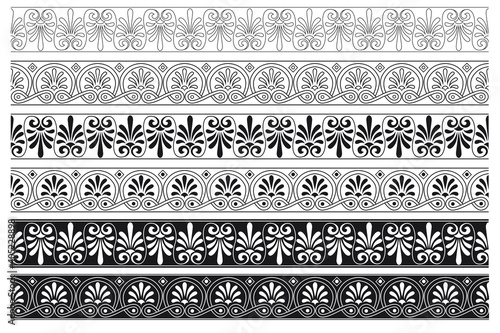 Set of decorative floral seamless ornamental border - Vector modular