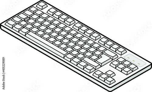 A white plain unlabelled classic-style compact keyboard - European layout. No numeric keypad.