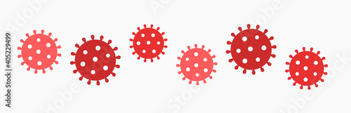 Coronavirus virus SARS-CoV-2 model red symbol shape.