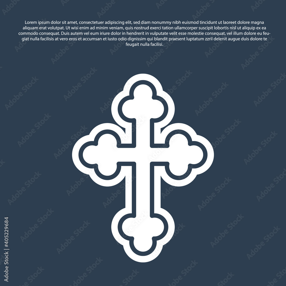 Blue line Christian cross icon isolated on blue background. Church cross. Vector. Blue line Christian cross icon isolated on blue background. Church cross. Vector.