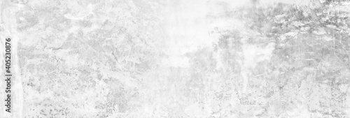Panoramic grey paint limestone texture background in white light seam home wall paper. Back flat wide concrete stone table floor concept surreal granite quarry stucco surface grunge panorama landscape © Art Stocker