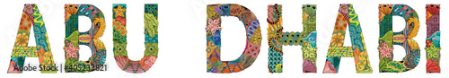 Abu Dhabi city is the capital of United Arab Emirates. Vector decorative zentangle object for decoration