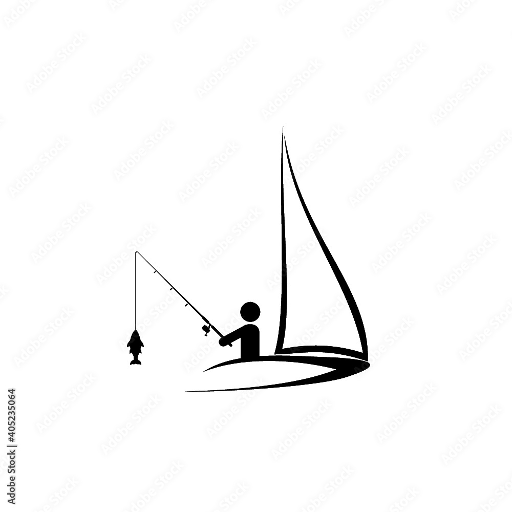 Fototapeta premium Fishing man icon isolated on white background