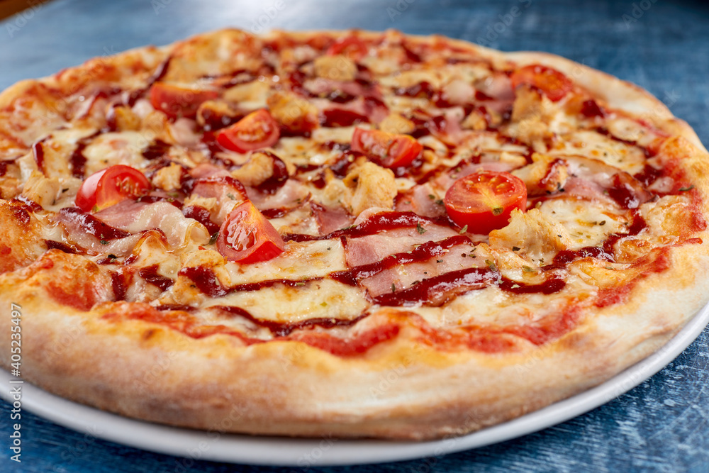 italian pizza on the dark background