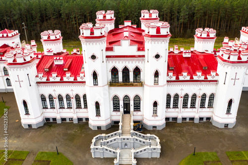 Puslovsky Palace. Autumn Kossovsky Castle in Belarus photo