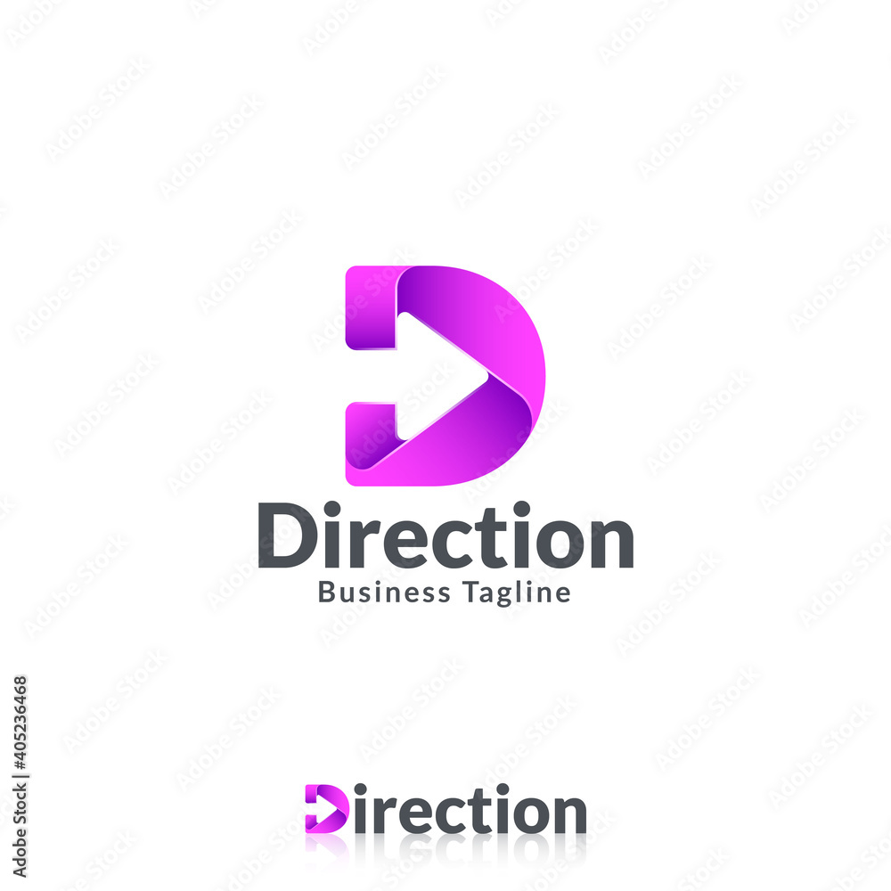 Direction - Letter D Logo with arrow concept