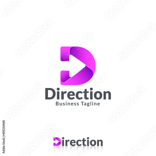 Direction - Letter D Logo with arrow concept