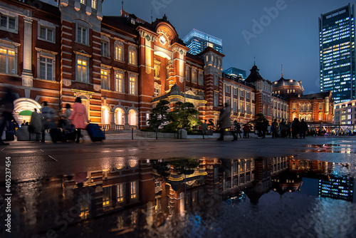 Tokyo Station at twilight time. Tokyo Station is the main terminal in Tokyo.