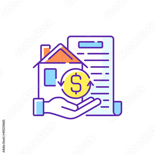 Collateral RGB color icon. Security for loan repayment. Real estate and assets form. Valuable property. Protection for lender interests. Tangible, intangible asset. Isolated vector illustration