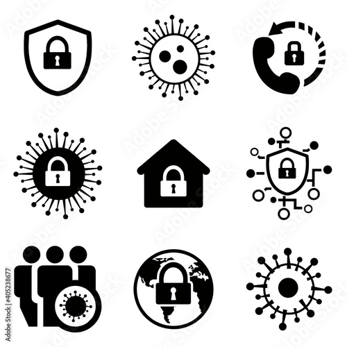 lockdown coronavirus icon vector, lockdown coronavirus symbol, coronavirus icons set, covid-19, in white background