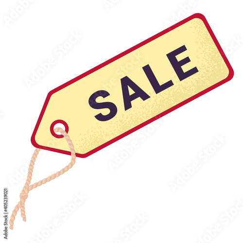 Sale text font on clearance sellout label, promotional advertising sign for promo product flat vector illustration, isolated on white. Concept announcement sticker, closeout item trade.