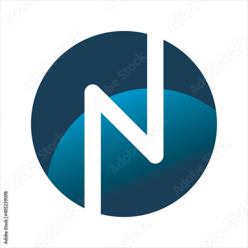 blue circle letter n logo design