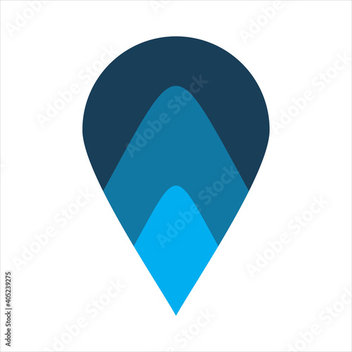 blue pin arrow logo design