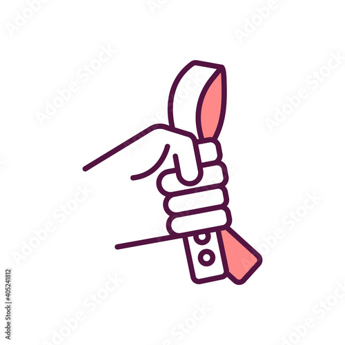 Physical punishment RGB color icon. Parent hit child. Kid safety. Aggressive behavior. Domestic violence and abuse at home. Childhood maltreatment, mistreatment. Isolated vector illustration