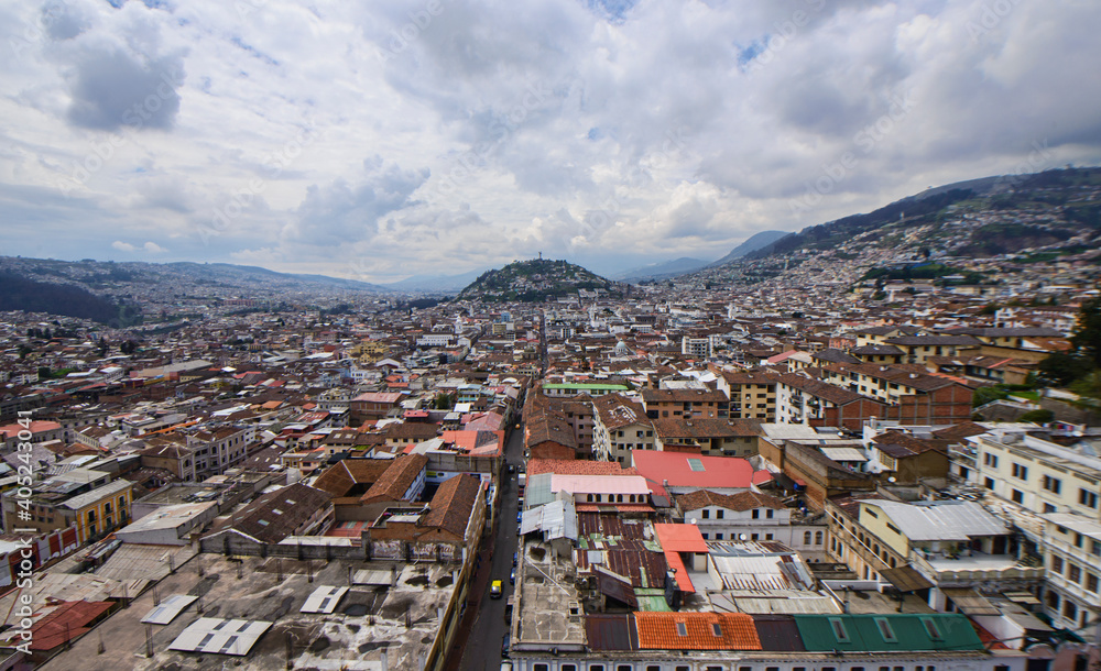 Naklejka premium Views over the historic Old Town Quito, Ecuador