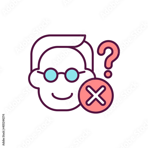Sexual abuse prevention RGB color icon. Beware stranger danger. Assault protection. Harassment precaution. Inappropriate behavior. Avoid suspicious adult. Child safety. Isolated vector illustration