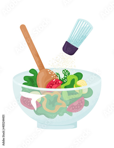 Healthy vegetarian bowl vegetable, organic farm growing tomato, green salad l...