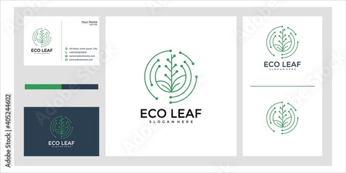 Eco leaf logo design and business card