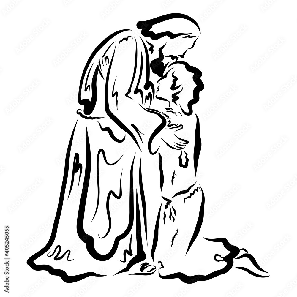 loving old father kissing the returned prodigal son